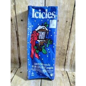 Vtg Icicles 2000 Strands 18" 1.5 Ft Metalized Plastic Tinsel Christmas Tree USA